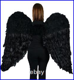 Touch of Nature Black Adult Angel Wings 52 by 36 Halo Included Black