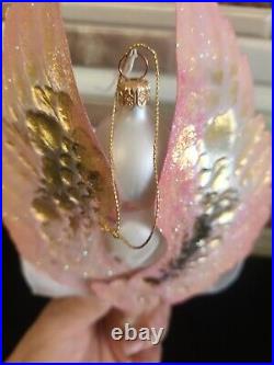 Unique Lg Ballerina Angel Wings Glass Vintage Painted Christmas Holiday Ornament