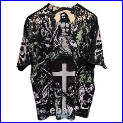 Unwanted Collection AOP T-Shirt Cross Grunge Emo Goth Jesus Angel Wing Big Print