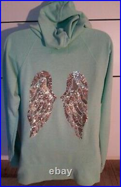 VICTORIAS SECRET Angel Collection Hoodie Sequin Angel Wing Mint Green Size M