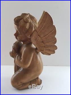 VINTAGE SET Hand Carved Wooden Cherub Angels Large Removable Wings 13 DETAILED