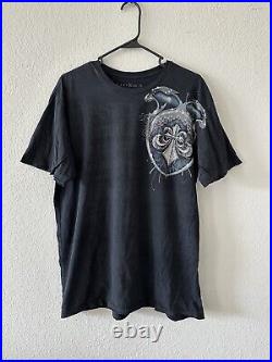 VTG Affliction Blue Wings Cross Y2K Angel Grunge Goth Emo Black Thin Shirt XL