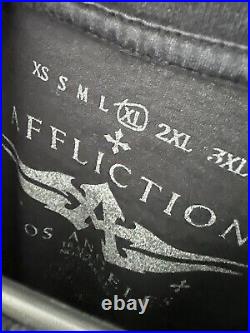 VTG Affliction Blue Wings Cross Y2K Angel Grunge Goth Emo Black Thin Shirt XL