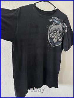 VTG Affliction Blue Wings Cross Y2K Angel Grunge Goth Emo Black Thin Shirt XL