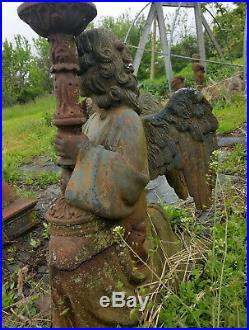 Very LARGE ANGEL withHUGE WINGS Vintage Unearthed Cast Iron Garden Ornament Statue
