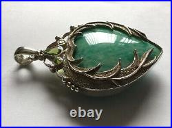 Very large stunning Silver Amazonite & Peridot Angel Wing Heart Pendant