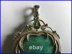 Very large stunning Silver Amazonite & Peridot Angel Wing Heart Pendant