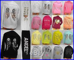 Victoria Secret Bling Hoodie & Sweat Pants Set Supermodel Essentials Angel Wings