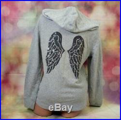 Victoria's Secret Hoodie Angel Wings Sequins Gray NWTS L