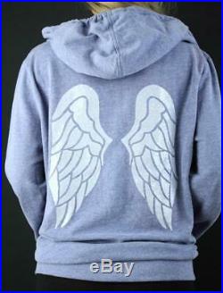 Victoria's Secret VS Angel Lounge Full Zip Hoodie Sequin Wings Fleece Sweatshirt
