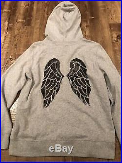 Victorias Secret Hoodie Angel Wings Sequins Full Zip Sweatshirt LARGE