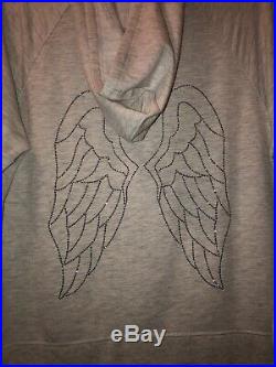 Victorias Secret Hoodie Sweater Large Beige With Rhinestone/crystalized Wings