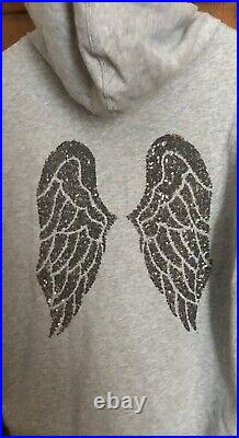 Victorias Secret L Angel Wing Sequin Hoodie Sweatshirt Full Zip Euc