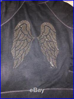 Victorias Secret Rhinestone Angel Wing Hoody Silver Gold Purple Dyed Large