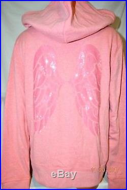 Victorias Secret Supermodel Angel Wing Sequins Bling Classic Zip Hoodie NWT L