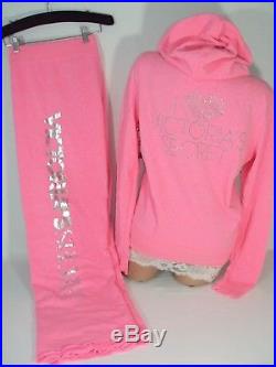Victorias Secret Womens Large Hoodie Sweatpants Angel Wings Pink Track Suit