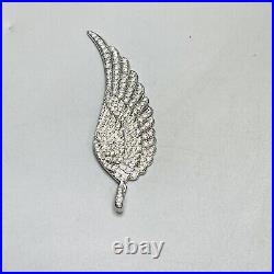 Vintage 14k White Gold 2.0cts Round Diamond Angel Wing Large Pendant