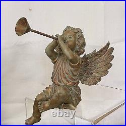 Vintage 1950s Sitting Winged Cherub With Bugle Horn