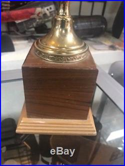 Vintage 1961 LARGE Brass Cup Angel Lady Wings Wood Trophy Award 19 Walnut Base