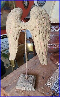 Vintage 25 Tall Heavenly Angel Wings Terracotta Concrete Iron Sculpture Figure