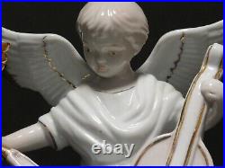 Vintage 3 Large 8 Angels withInstruments White Gold Tipped Wings & Trim Porcelain