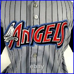 Vintage 90's ANAHEIM ANGELS DISNEY WING Pinstripe Sewn On JERSEY Sz L Made USA