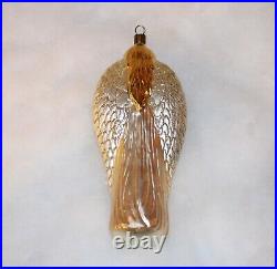 Vintage ANGEL With Wings Christmas Ornament Germany Blown Glass Glitter 7 3/4 LG