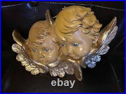Vintage Adorable E. Simonelli Wall Angel Child Italy Cherub Large 14 Wings Gold