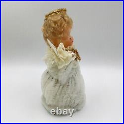 Vintage Angel Christmas Holiday Decor Large Pipe Chenille Halo Lace Wing Doll 7