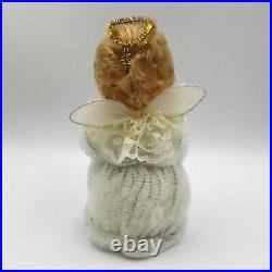 Vintage Angel Christmas Holiday Decor Large Pipe Chenille Halo Lace Wing Doll 7