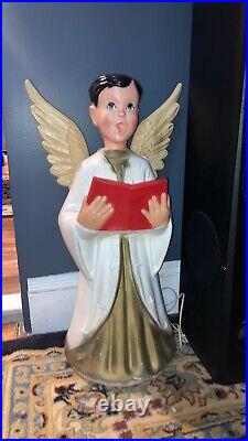 Vintage Beco Angel Choir Boy Blow Mold with light 31' Removable Head And Wings