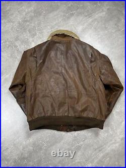 Vintage Brown Air Bomber Flight Leather Jacket Size L
