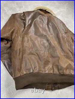 Vintage Brown Air Bomber Flight Leather Jacket Size L