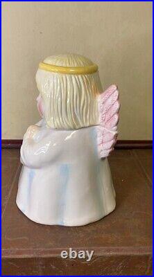 Vintage CKAO Praying Angel with Wings Cookie Jar Ceramic Large 11 Tall Nice