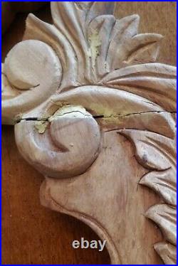 Vintage Carved Wood Winged Angel Figural large element Frame 34 x 20