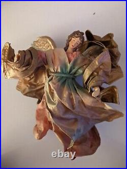 Vintage Clothtique Italian Style Golden Winged Angels Large Christmas Ornaments