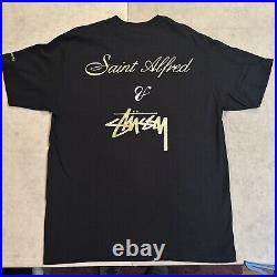 Vintage DS Stussy x Saint Alfred Black & Gold Wing Logo Chicago T Shirt Sz L