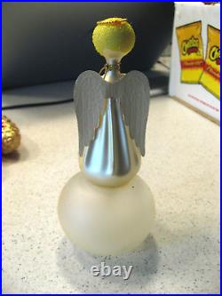 Vintage De Carlini Choir Angel with Foil Wings on Ball Hand Painted Shelf Sitter