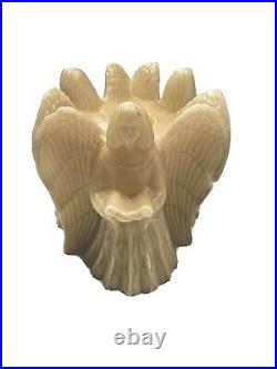 Vintage Figural Wax Candle Guardian Angels Cherubs Harp Wings Large Cream Decor