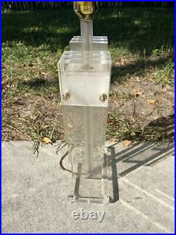 Vintage Heavy Angel Wing Skyscraper Lucite Table Lamp