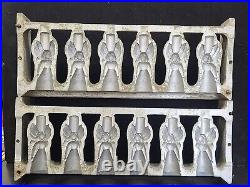 Vintage Large 6 Winged Angels Hinged Cake Ice Cream Chocolate Molds Wax Fun