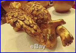 Vintage Large Gold Painted Wood Cherub Angel Decorative Wings 12 L X 6h X 7 D