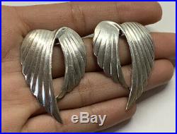 Vintage Large Statement Sterling Silver 925 Angel Wing Earrings