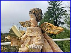 Vintage Large Western Germany Koestel Wax Head Angel Christmas RARE Wooden Wings