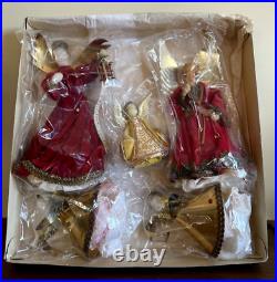 Vintage Lot of 5 Koestel Wax Angel Christmas Tree Toppers & Ornaments W Germany