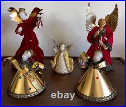 Vintage Lot of 5 Koestel Wax Angel Christmas Tree Toppers & Ornaments W Germany