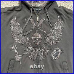 Vintage Marc Ecko Hoodie Sweatshirt Men's XL Black Angel Skull & Wings Jacket