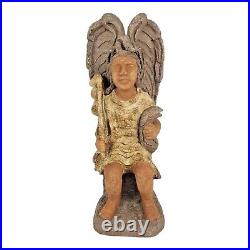 Vintage Mayan King Statue Sculpture Inca Warrior 28 Angel Wing Throne Large