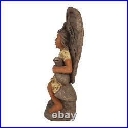Vintage Mayan Statue Sculpture Inca Warrier King 28 Angel Wing Throne Large