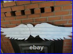 Vintage RED, WHITE, AND BLUE Metal Large Angel Wings with HEART GARDEN Art